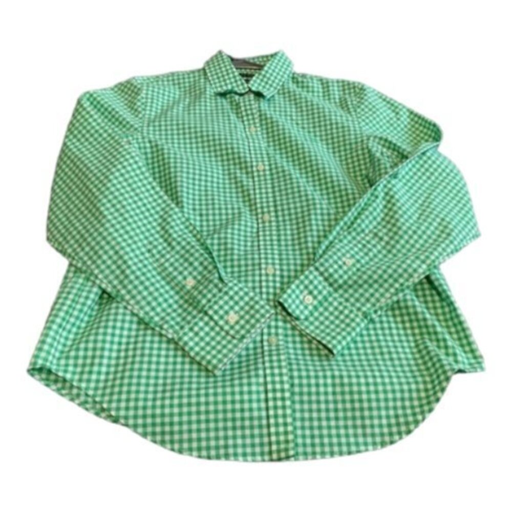 Women's Lauren Ralph Lauren Green White Plaid Checkered Button Down Shirt Size M